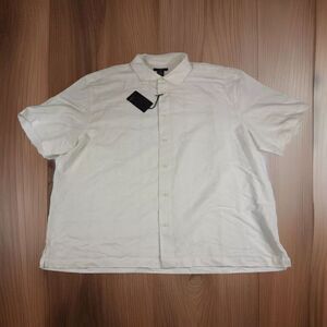 Cezani Shirt Mens XXL Beige Striped Short Sleeve Button Up Casual Preppy 2XL NEW